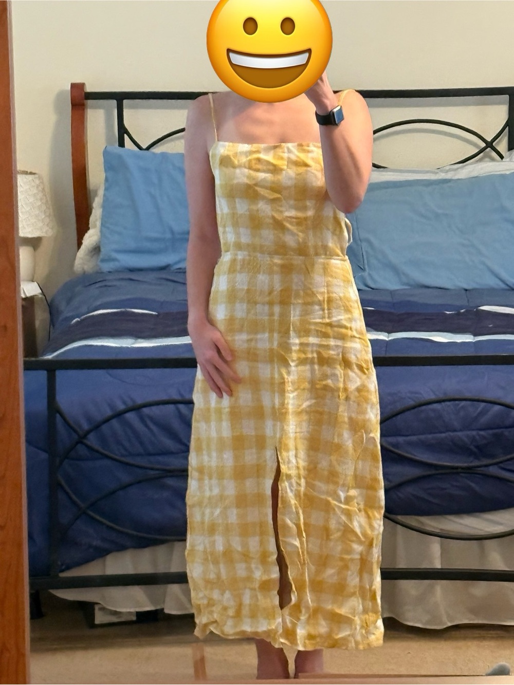 Reformation Nia linen dress size 6, dandelion check NWT